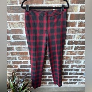 J. Jill Premium Bi Stretch Pants Red Black Plaid Size 8
